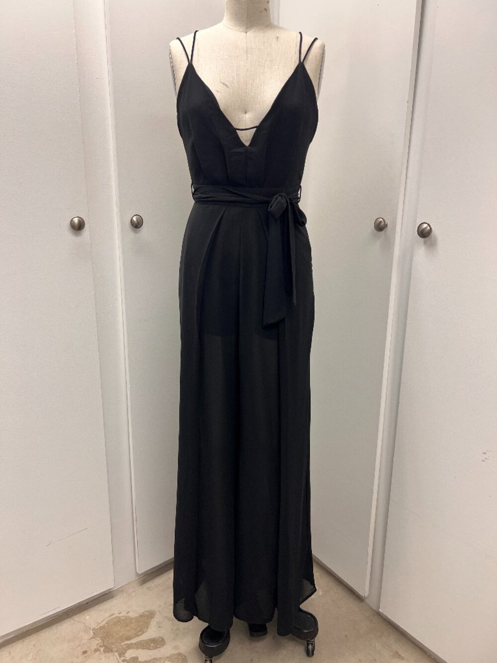 Mind Code Black Strappy Wide Leg Jumpsuit